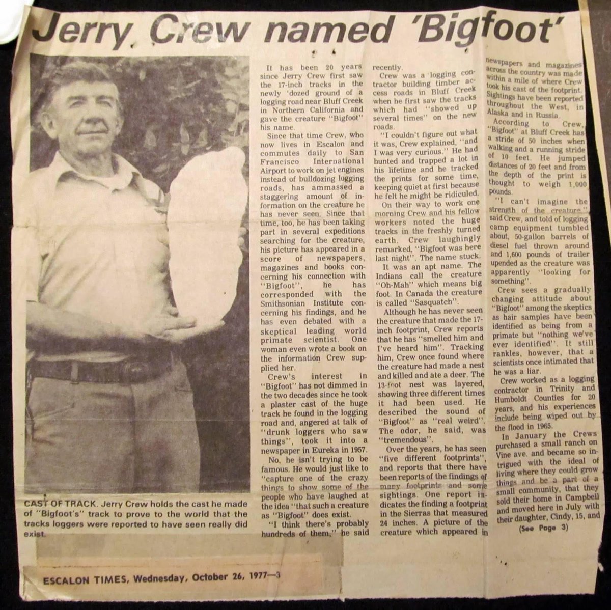 ccrew99's tweet photo. @joshuagates @VegasParaUnity My great Uncle Jerry named Bigfoot! He took the first plaster cast in 1958 on Mount Shasta. I interviewed Peter Byrnes who hired my great uncle and my uncle Jim to hunt Bigfoot. Jerry also drew the map fir the Patterson/Gimlin expedition used to find and make that famous film! https://t.co/AJjphNgiRk