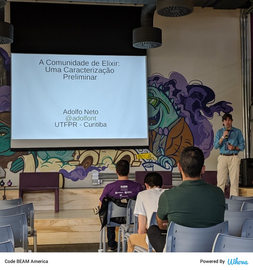 That's me giving a talk at Elixir Brasil 2019.  #CodeBEAMio #CodeBEAM #CodeBEAMAmerica via Whova event app whova.com/whova-event-ap…