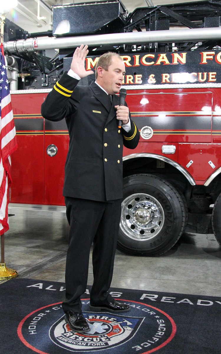 affirerescue's tweet photo. This week Chase Parry and Trevor Lawrence were sworn in to the rank of Captain and Lieutenant. Both of them will lead and serve the city of American Fork and Cedar Hills well. Congratulations to them both!
#affr #americanforkfirerescue @AmericanForkAFC @CedarHills_Utah https://t.co/c6IKwh336H