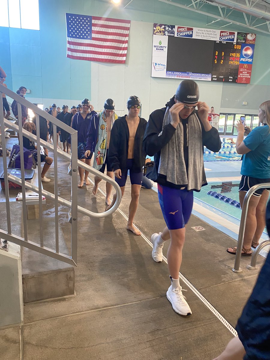 phsouthswimdive's tweet photo. Starting out conference strong with a first place finish in the 200 medley relay. The team consisted of Alec Enyeart, Jack Francis-Cummins, Alex Briggs, and Luke Brown #southswim #redconference https://t.co/JWXPdGk247