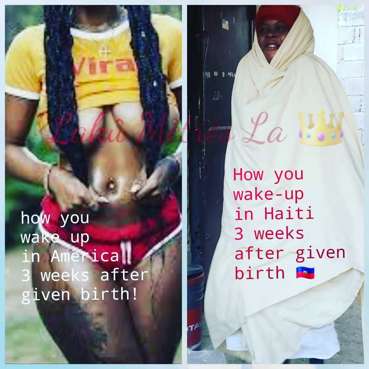 lakuwon's tweet photo. Culture differences between America and Haiti 👑🙏🏾

#YoniMassage 
#YoniSteam 
#vapè
#sitzbath
#hotbath
#touchtherapy
#healthtvagina https://t.co/javRUL68iC