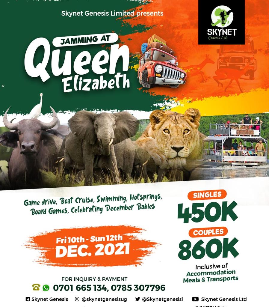 Skynetgenesis1's tweet photo. It's official, we are entering the festive season ๐ from Queen Elizabeth NationalPark, Kasese.
We plug in๐ #Jamming mode to celebrate The Pearl Of Africa.
#UGat59 #TravelWithSkynet https://t.co/Jmzgp1gRKD