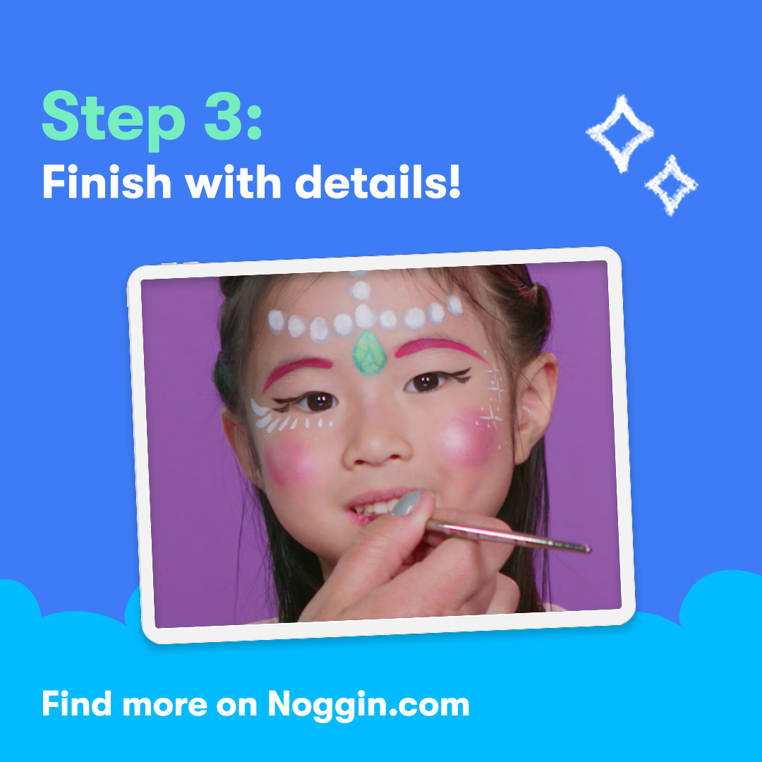 On day 9, Shimmer and Shine divine! Need a last-minute #Halloween look? Your wish is granted. For more detailed steps, watch the Face Painting: Shimmer video in the app’s Shimmer and Shine section. #NogginHalloween