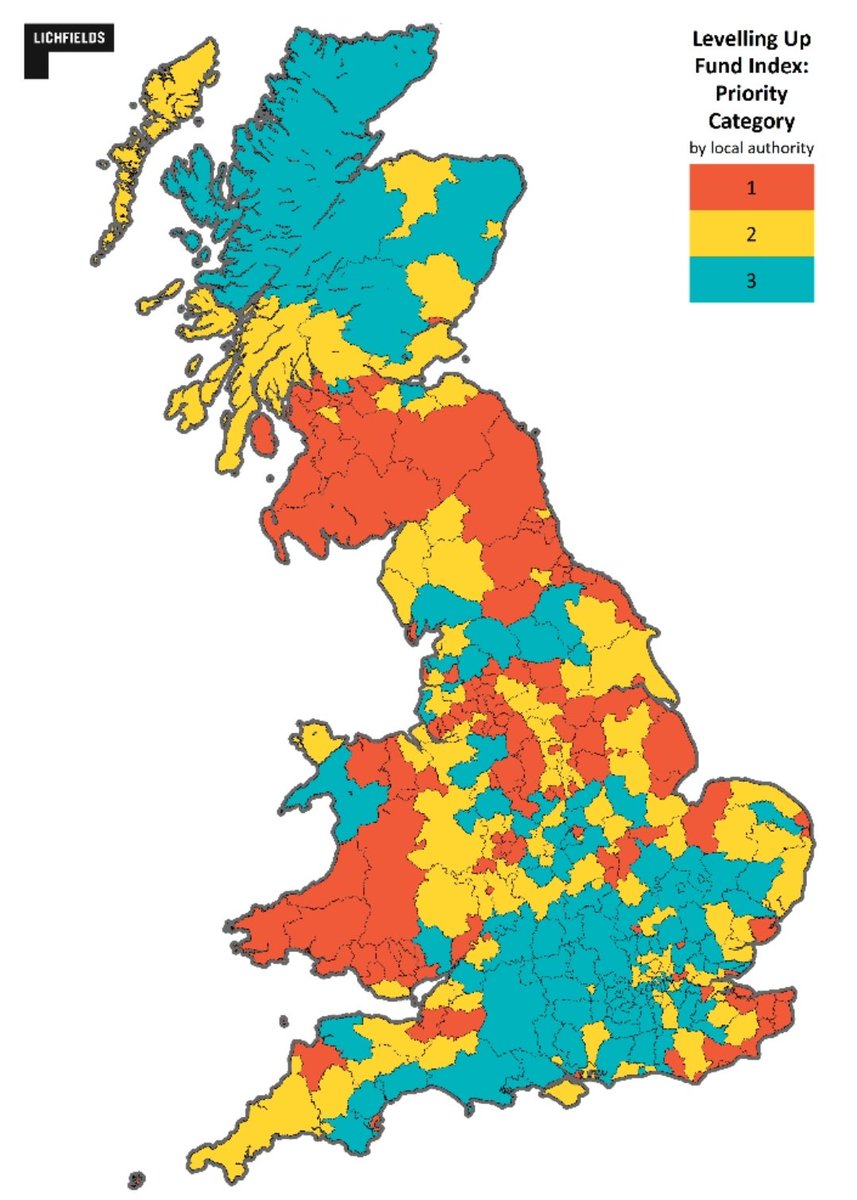 Map of Levelling Up Fund priority areas, courtesy of <a href="/LichfieldsUK/">Lichfields</a>, is worth sharing in its own right: