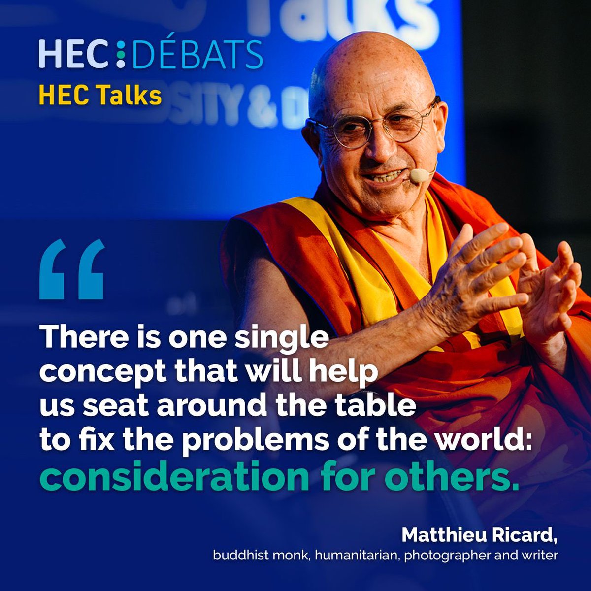 HECDebats's tweet photo. Thanks a lot to @MatthieuRicard and @HECParis for the amazing and truly inspiring conference we had during the last #HECTalks! ➜ https://t.co/FcwIiqH67p https://t.co/PsT36bUiwT