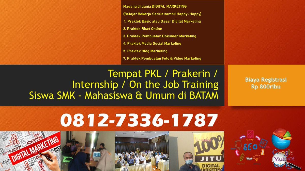 0812-7336-1787 Tempat PKL / Magang / Prakerin / Internship / On The Job Training Digital Marketing di Batam
batamproperty.blogspot.com/2012/09/jasa-p…
#FrenchOpen2021, #Deddy, #JusticeForGilang, #MsglowDaebak, #Batam, #tempatpklyangbagus, #tempatmagang, #Prakerin, #PraktekKerjaLapangan, #PKL, #SMK