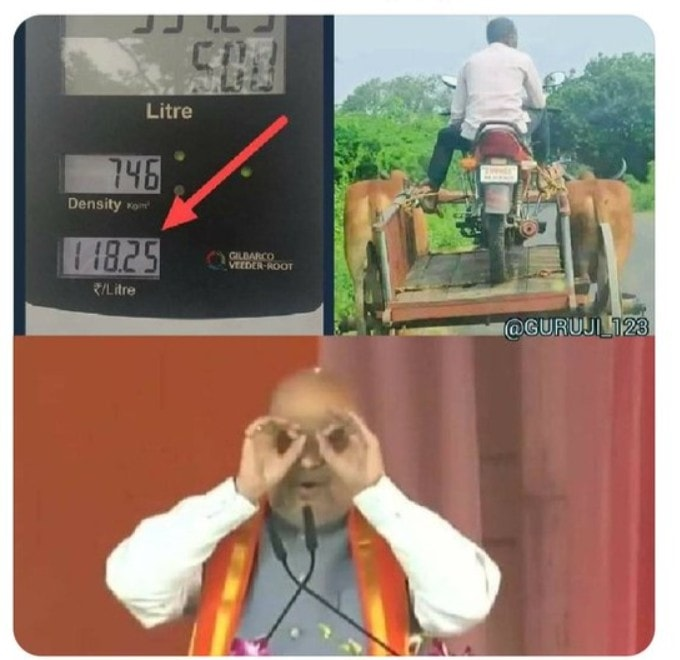 vazhapadi's tweet photo. is @AmitShah looking for vikas ! #PetrolDieselPriceHike #ModiFuelLoot https://t.co/rJ4q7mjTvp