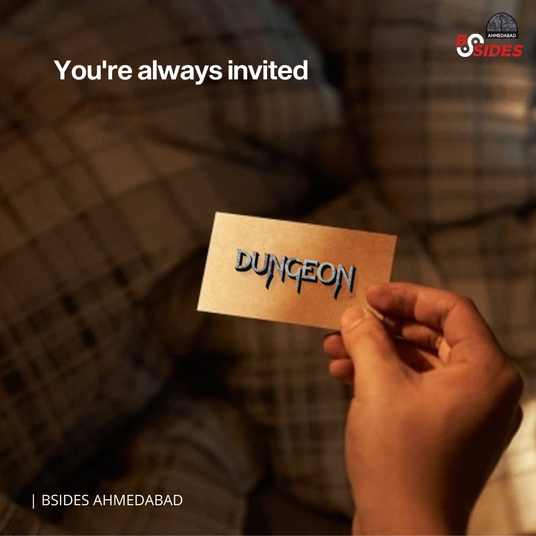 Shivam Goyal (@g33kyshivam) on Twitter photo Heads Up! Bsides Ahmedabad is inviting all to the Dungeon CTF. The registration are now open.
CTF Registration URL: score.bsidesahmedabad.in/register
Discord: discord.gg/uZwyBdj8
<a href="/SynackRedTeam/">Synack Red Team</a> <a href="/Hacker0x01/">HackerOne</a> <a href="/hackthebox_eu/">Hack The Box</a> <a href="/PureIDLabs/">PureIDLabs</a> <a href="/zer0pts/">zer0pts</a> <a href="/rehackxyz/">rehackxyz</a> <a href="/bsidesahmedabad/">Security BSides Ahmedabad</a> Heads Up! Bsides Ahmedabad is inviting all to the Dungeon CTF. The registration are now open.
CTF Registration URL: score.bsidesahmedabad.in/register
Discord: discord.gg/uZwyBdj8
<a href="/SynackRedTeam/">Synack Red Team</a> <a href="/Hacker0x01/">HackerOne</a> <a href="/hackthebox_eu/">Hack The Box</a> <a href="/PureIDLabs/">PureIDLabs</a> <a href="/zer0pts/">zer0pts</a> <a href="/rehackxyz/">rehackxyz</a> <a href="/bsidesahmedabad/">Security BSides Ahmedabad</a>