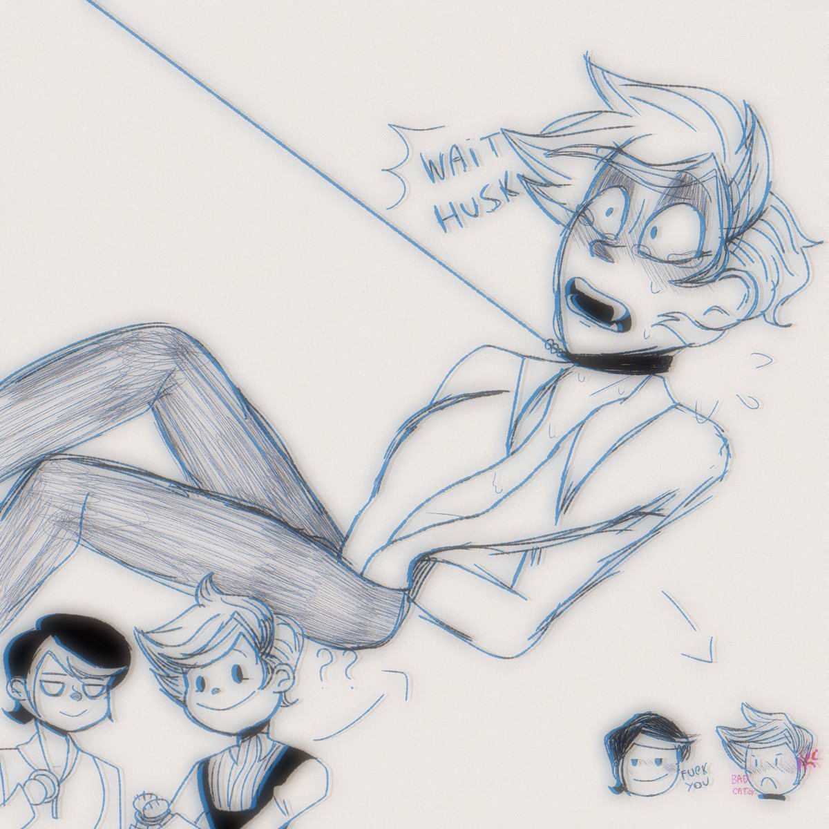 Stupid_Boy_1827's tweet photo. 非常にタイト...(・o・)
“Very tight..”

Unexpected problems in the morning 🤣

#HazbinHotel 
#radiohusk
#Alastor
#Husk https://t.co/JKGThlwkVd