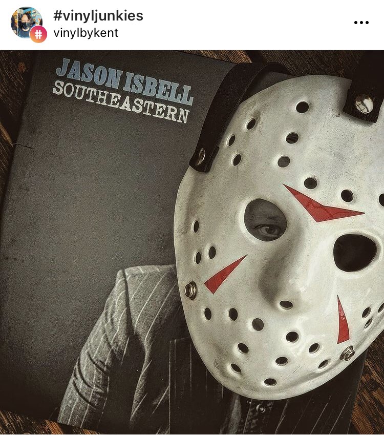 FirstSpinsFree's tweet image. Not sure I can look at @JasonIsbell the same way ever again. But does adding the Jason Mask make it a Halloween album? If so I might just have found my new favourite - shout out to #VinylbyKent