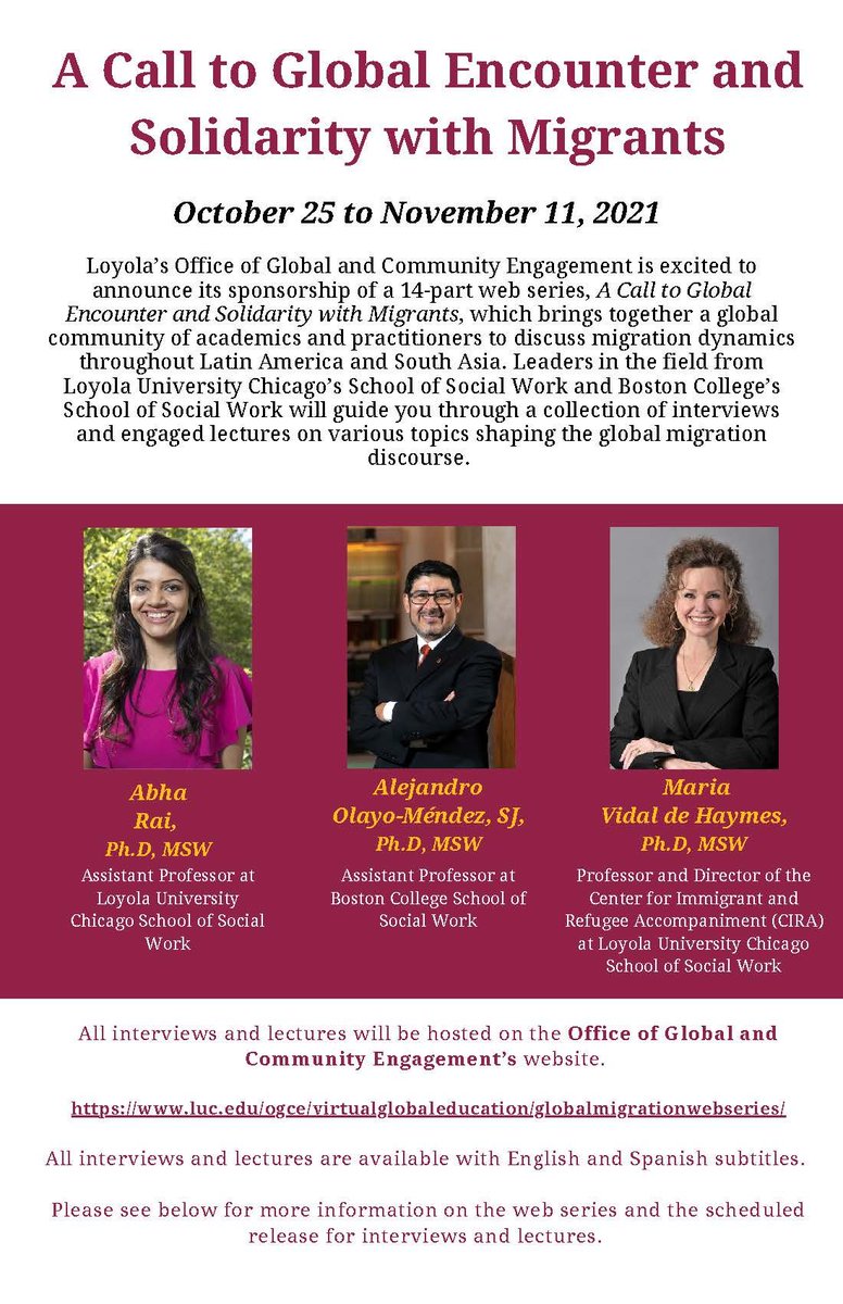 Delighted to be part of an engaging #webseries on #globalmigration. Tune in on November 11 to engage with us live. Registration: alumni.luc.edu/s/1548/alumni/…