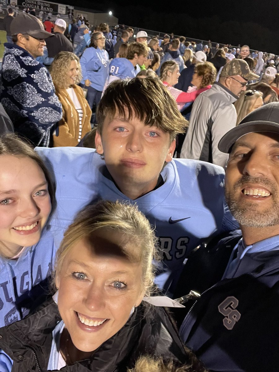 Victory Selfie #9!!  District win vs rival Robinson Rockets. Happy tears for win/sad tears for last home game senior walk.