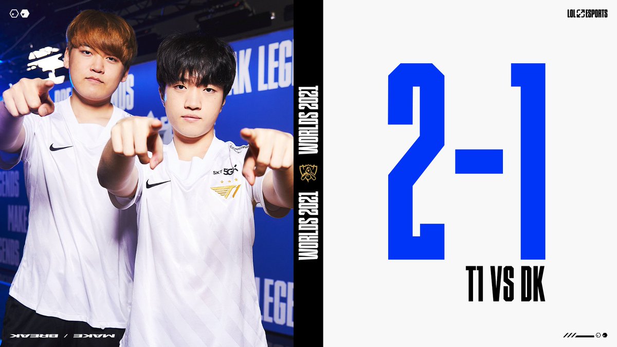 lolesports's tweet photo. MATCH POINT!

@T1LoL win game 3! #Worlds2021 https://t.co/wVmENWiA4M