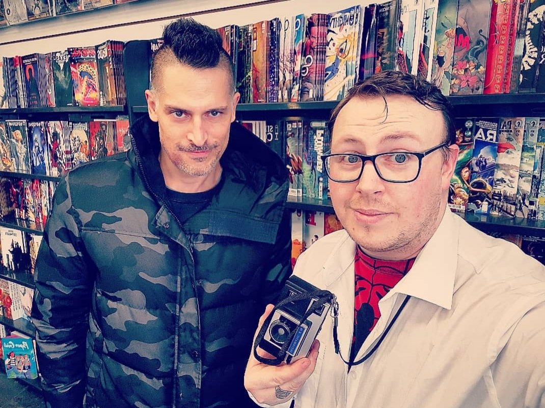 SubCity_Comics's tweet photo. We just had Flash Thompson A.K.A @JoeManganiello &amp; his best friend Peter Parker (@SOCthoughts) in store today. Definitely the best part of our day! https://t.co/M6Ji0POxeo