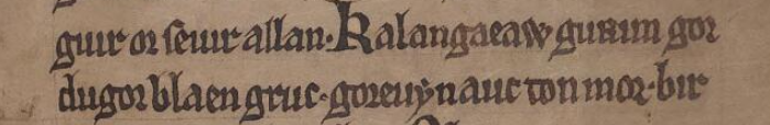 The earliest surviving reference in manuscript to Calan Gaeaf, Nov 1, the first day of winter, is in the Black Book of Carmarthen. 
'Kalangaeaw gurim gordugor blaen gruc.'
'Calan Gaeaf: the tips of heather are brown in appearance.'