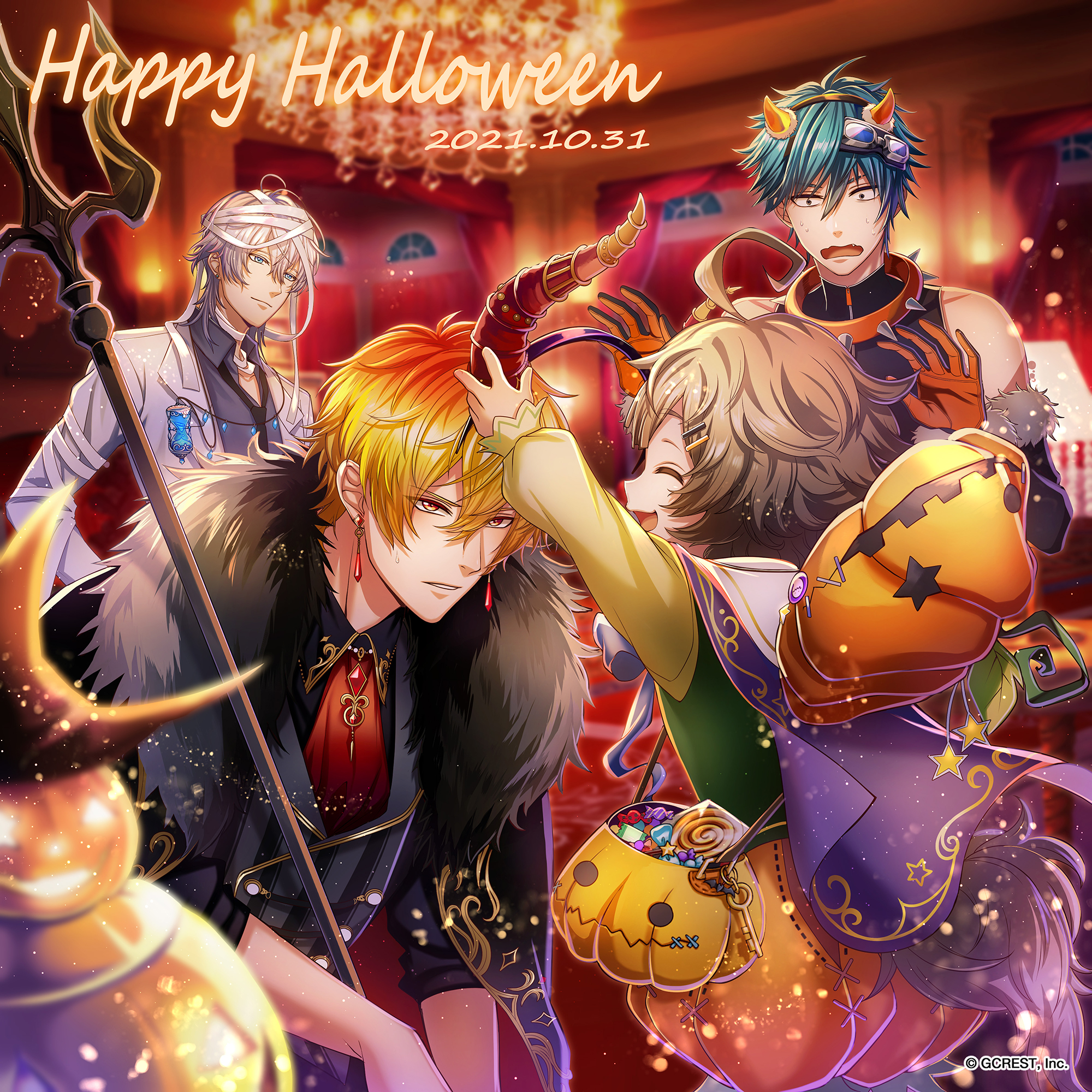 夢王国と眠れる100人の王子様 公式 Happyhalloween 夢100 イラストチームより 収穫祭の仮装を楽しむ アポロ王子 Amp シュテル王子 Amp シリウス王子 Amp プロキオン王子のイラストが到着しました 姫様方も 素敵なハロウィンをお過ごしください