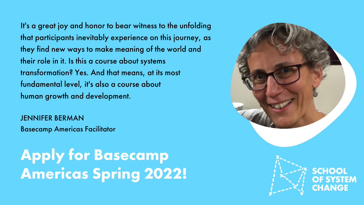 Meet your Basecamp Americas facilitator! Jennifer joins the #SchoolOfSystemChange from the <a href="/GarfieldFdn/">Garfield Foundation</a> and has been leading Basecamp since 2018.

Apply today for Basecamp Americas Spring 2022 starting in February: ow.ly/Gngc50GA2ou

#systemchange #systemsthinking