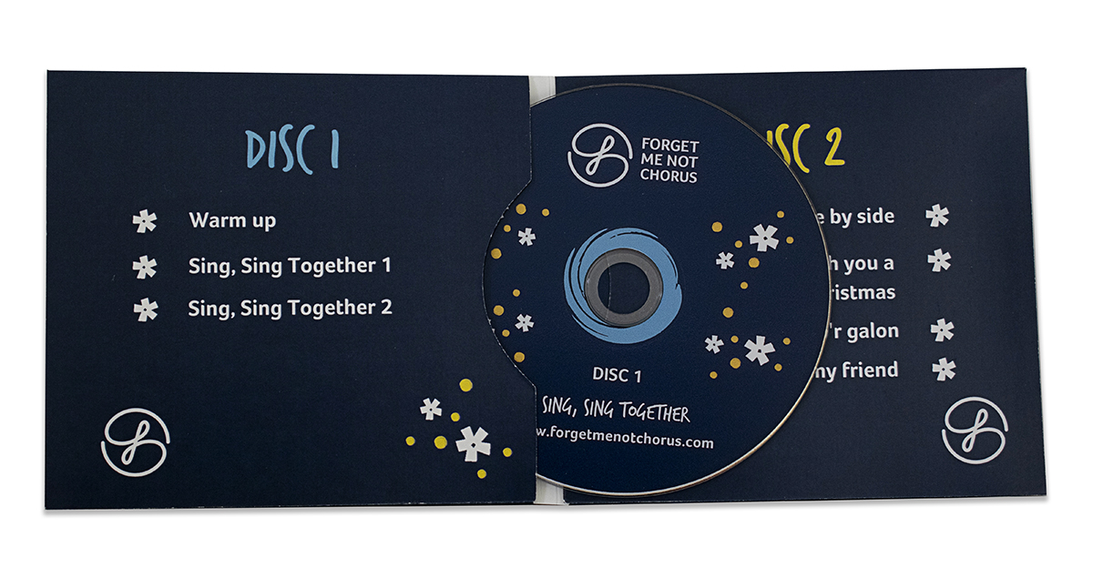 MTS_CD_DVD's tweet image. Great to work with @FMNChorus  again. ‘Sing, Sing Together’ - 2 duplicated DVDs presented in a 4-panel digisleeve with 2 moon-cut pockets, printed on 330gsm board. forgetmenotchorus.com