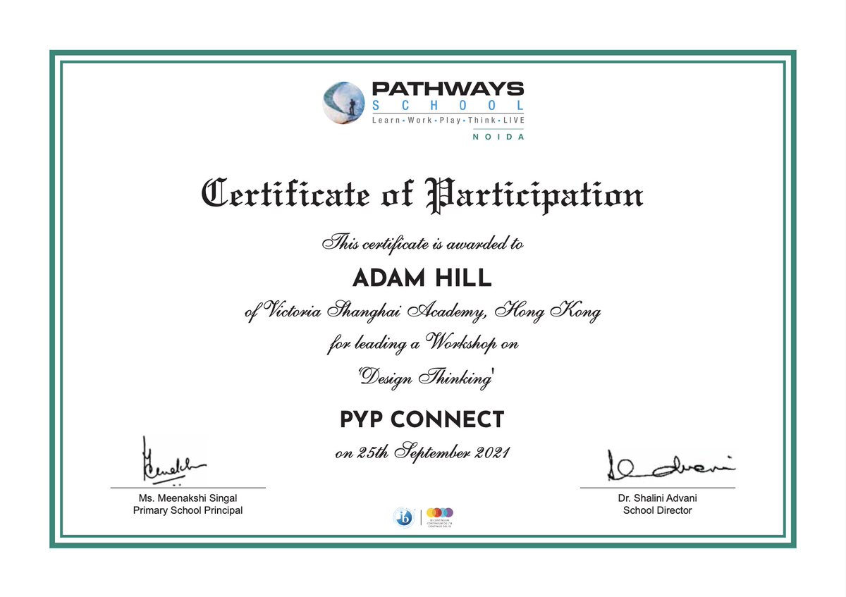 AdamHillEDU's tweet photo. It was my pleasure to lead this workshop on #DesignThinking for the #Pathways community. Really appreciated the opportunity! Thanks again for inviting me, @PathwaysNoida and @vandysays! #PYPConnect https://t.co/LRNzQUU0nX