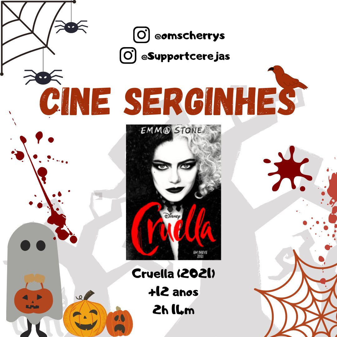 itsbiadevonne's tweet photo. Cine serginhes 🎬 

Filme - Cruella (2021)
Classificação indicativa +12
Duração: 2h 14m
Dublado / Português https://t.co/Uez6UVY4j4