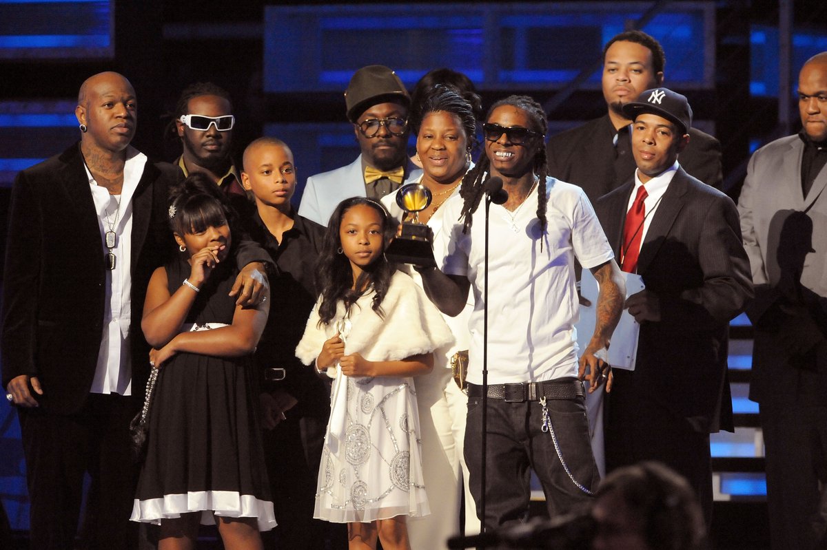 RecordingAcad's tweet photo. At the 51st #GRAMMYs in 2009, Lil Wayne took home four GRAMMY Awards: 

🎵 Best Rap Solo Performance "A Milli" 
🎵 Best Rap Performance By A Duo Or Group "Swagga Like Us"
🎵 Best Rap Song "Lollipop"
🎵 Best Rap Album 'Tha Carter III' https://t.co/NgVtzLPZXe