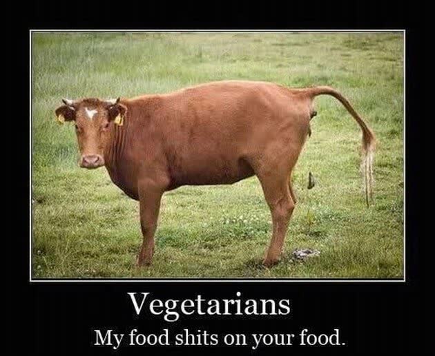 Constipated people don't give a crap.

Vegetarians give two shits.