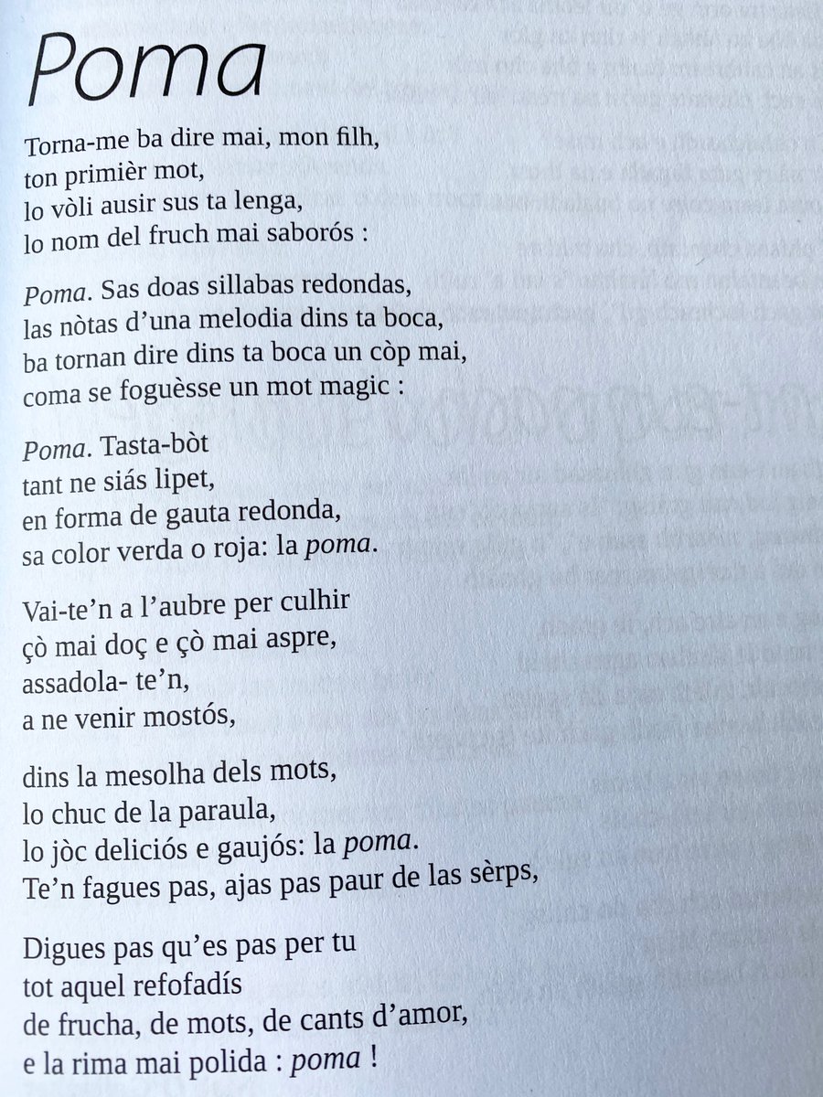 Tha seo iongantach. ‘Poma’, sin an dàn agam, ‘Ubhal’ ann an Occitan le Bruno Peiràs, an luib dunaire bhig na bàrdachd Gàidhlig anns an àireimh as ùir den iris OC...(1/2) #Gàidhlig #Occitan