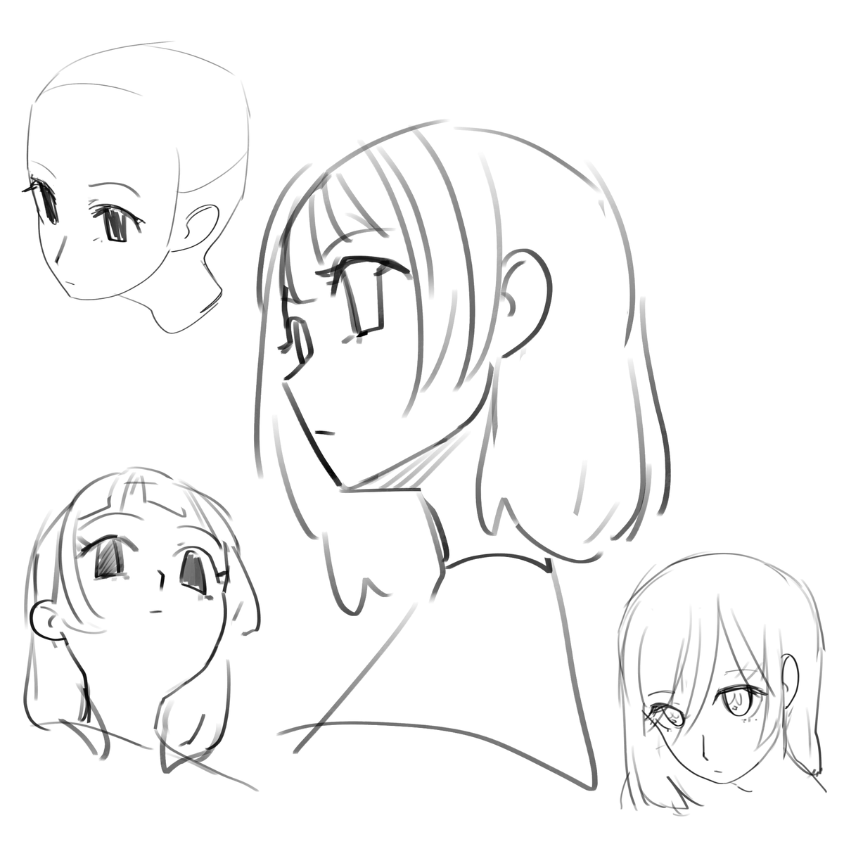 drawing heads in angles 