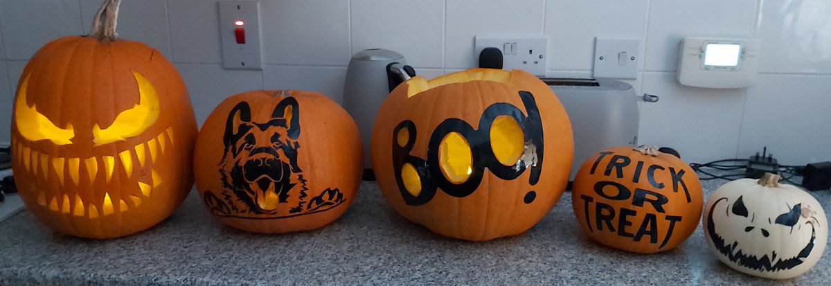 amynorton86's tweet photo. A range of Halloween pumpkins this year to meet all versions of happiness!
@MrsAntenbring any guesses which is Alexa's! 🤣 https://t.co/g2B3iWFIl7