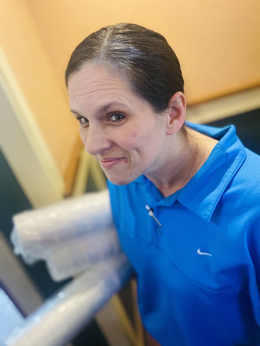 culinarymama2's tweet photo. Wendy’s uniform today tops it all! She is “Mark Davis” 🤣🙌🏽‼️🌶 she even put the light spot in her hair! She’s pep presenting Mark today! https://t.co/7gr4LaQWYH