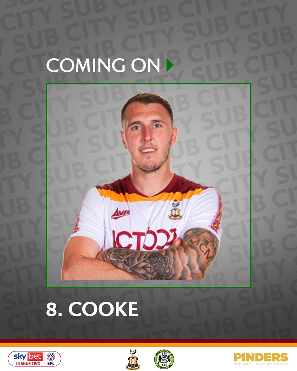 officialbantams's tweet photo. 🔁 86' | SUBSTITUTION | A second City switch...

◀️ | Levi Sutton
▶️ | Callum Cooke

🐓 1-1 🌳

#BCAFC | #TakeMeHome | #BRAvFOR | @thinkPinders https://t.co/sXjFVrK5Cm