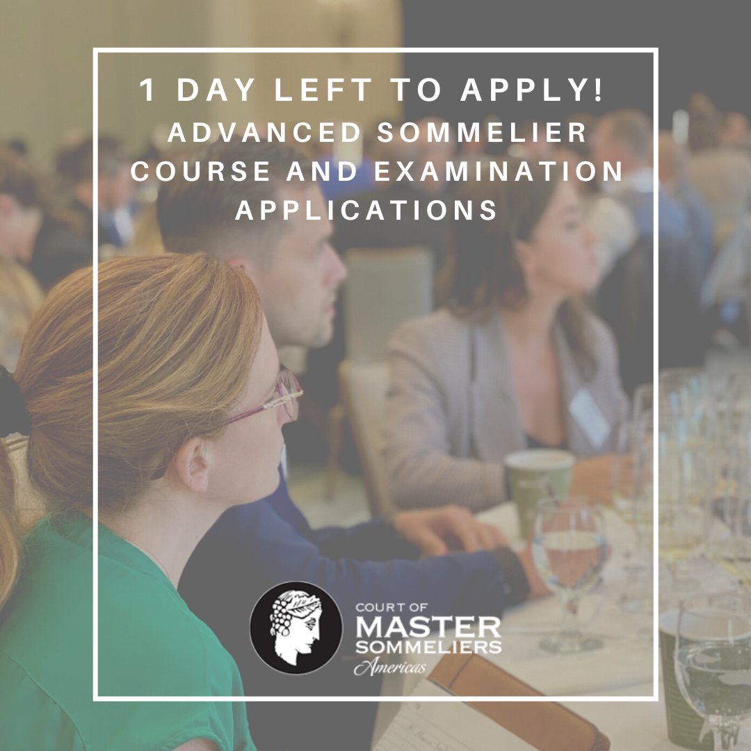 O N E. D A Y. L E F T. to apply for our Advanced Sommelier level programming! 🗣

Advanced Sommelier Course and Examination applications are live until TOMORROW at 11:59PM.