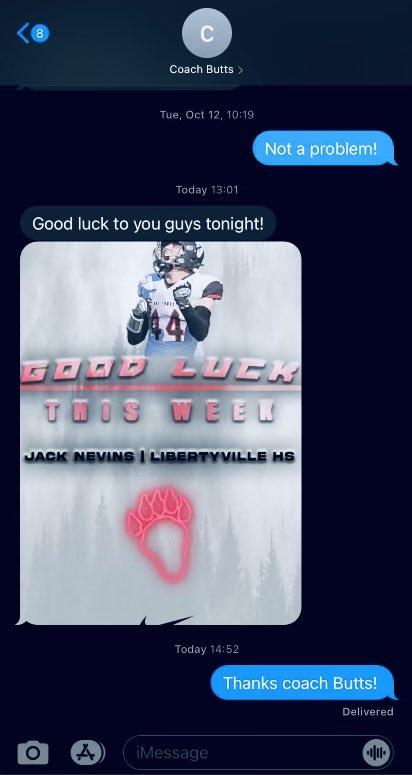 ⁦<a href="/Coach_Butts/">Luke Butts</a>⁩ is a true class act from ⁦<a href="/LFAthletics/">Forester Athletics</a>⁩ Lake Forest College. Thank for the message yesterday!
⁦<a href="/LFC_FOOTBALL/">Jim Catanzaro</a>⁩ 
⁦<a href="/CoachShiffman/">Tony Shiffman</a>⁩ 
⁦<a href="/DeepDishFB/">DEEP DISH FOOTBALL</a>⁩ 
⁦<a href="/PrepRedzoneIL/">Prep Redzone Illinois</a>⁩