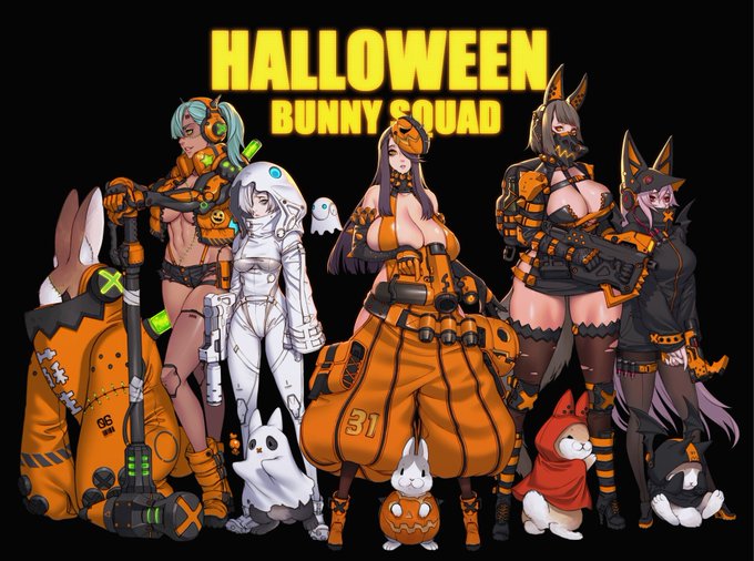 1 pic. Halloween Bunny Squad
Happy Halloween!!🎃❤️🐰
(Repost because I deleted it with my stupid magic