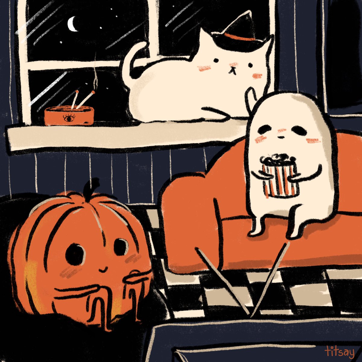 titsay's tweet image. movie night with friends