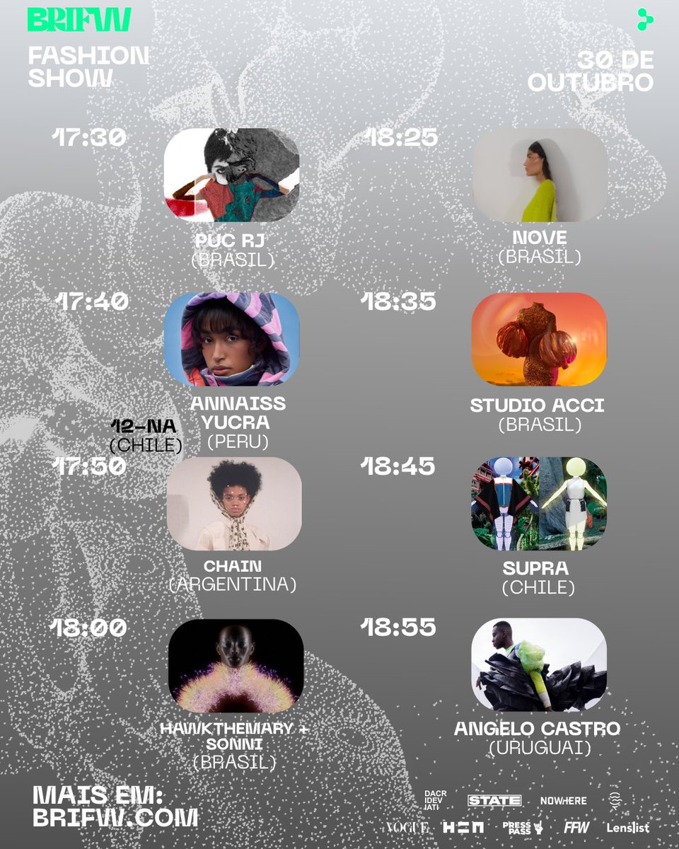 br_ifw's tweet photo. #BRIFW 21 É HOJE! DESFILES A PARTIR DAS 17:00 (LINK NA BIO)
CONFIRA O LINE-UP COMPLETO https://t.co/aGRnz5IOKf