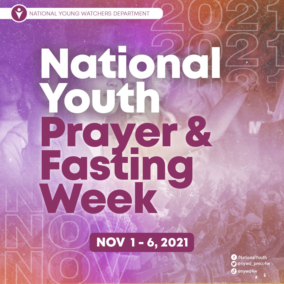 iywd_4w's tweet photo. #YouthMonth2021 starts tomorrow. As young people of the End Time Church, we should all the more equip ourselves spiritually in this month-long celebration of our vibrance in and fiery dedication in serving God. 

#CHOSEN2021
#NYWD https://t.co/KfFMjgRLam