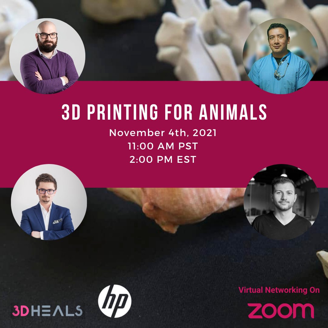3dheals's tweet photo. This webinar invites a group of international speakers who are expert designers, clinicians, imagers who take care of our furry friends on a daily basis using #3Dprinting and related innovative #3Dtechnologies. https://t.co/Q1gqh1YcUA https://t.co/Qdgy81I3y4