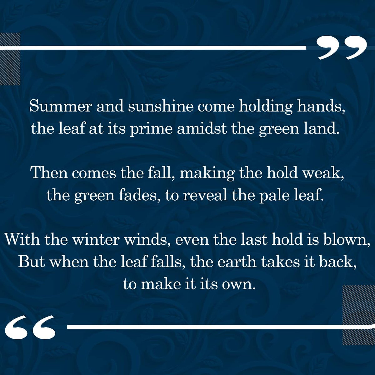 TheLastWordIMI's tweet photo. In this edition of Mighty Scribes, Rupal Dixit contemplates a leaf to be totem of life and the journey of change it follows.

#MightyScribes #Fortnight #SunDownOwlOut #Poems #Creativity #Scribbles #Literature #Poem  #PoemOfTheDay #Leaf #Life #Change #Nature #Seasons https://t.co/RKpr6NMo5u