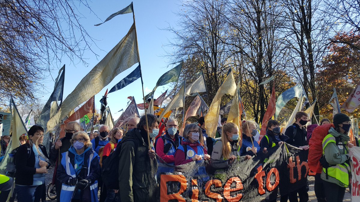 ruthvalerio's tweet photo. A moving day seeing all the #COP26 pilgrimages arriving &amp; walking together into Glasgow. Thousands of miles have been walked, some have been walking for months to get here.
Well done everyone for the passion, commitment, sore feet and aching backs!
@YCCNetwork  
@CClimateAction https://t.co/JK2QGVAIBQ