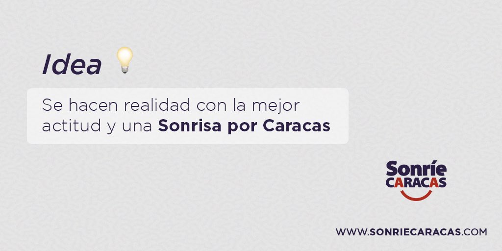 sonrieccs's tweet photo. Todo proyecto exitoso, nació de una pequeña idea. Hoy solo necesitas 500 caracteres para postular la tuya y transformar Caracas.

Regístrate en https://t.co/6xkx603hPl 

_
#SonrieCaracas #Caracas #Ideas #Emprendimiento #Feliz #Inteligente #Eficaz #Prospera https://t.co/PdHD8YNyvf