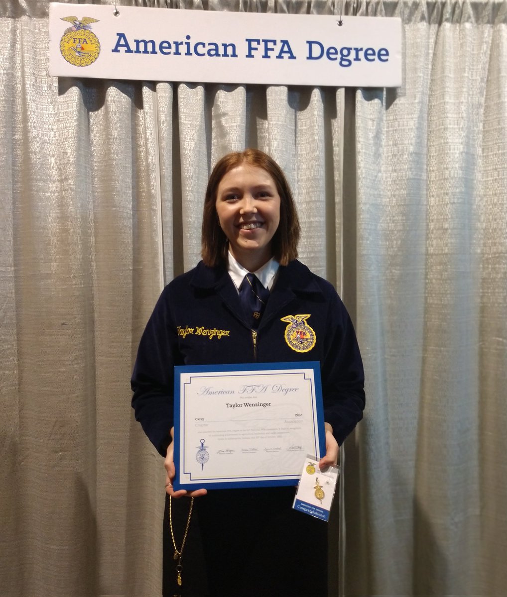 Carey_FFA's tweet photo. A huge CONGRATULATIONS to Taylor Wenzinger who has achieved the highest honor an FFA Member can EARN, the American FFA Degree! So thankful we could celebrate with her and her parents today! She has earned her spot in the CHS Legacy Lane! https://t.co/4BQGevJS2I