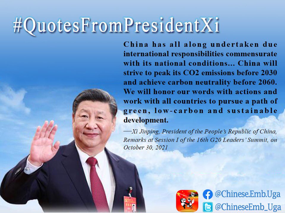 ChineseEmb_Uga's tweet photo. 2/2 #QuotesFromPresidentXi (episode 163) on #G20 #SolidarityInCombatingCOVID19 #EconomicRecovery #CommonDevelopment #EliminatingDigitalDivide #ClimateChange https://t.co/f7sZNFZhtZ