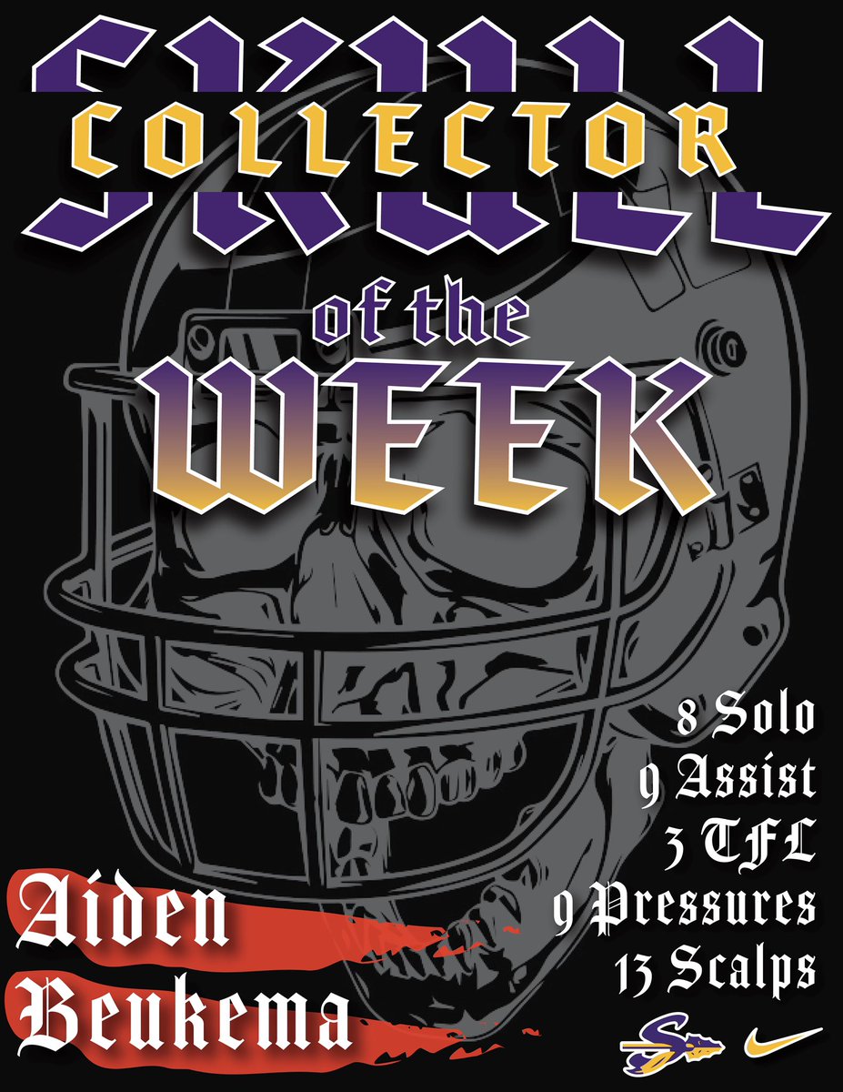 travis_maner's tweet photo. Tough loss this week but the @SangerIndianFB D-Line did their jobs all night! This weeks Skull Collector of the week goes to the whole front! Michael Driggers, @Jyreese3 @BeukemaAidan! https://t.co/Bvvrhk4aHP