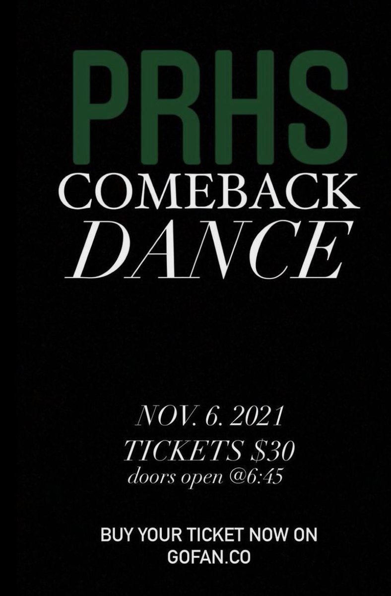 PRHS_SGA_'s tweet photo. hey bears!! our comeback dance is right around the corner!!! make sure to buy your tickets on https://t.co/uOL26gKzFs
dance is 7:00pm-10:00pm Saturday November 6 2021 https://t.co/Dej8t9Cv17