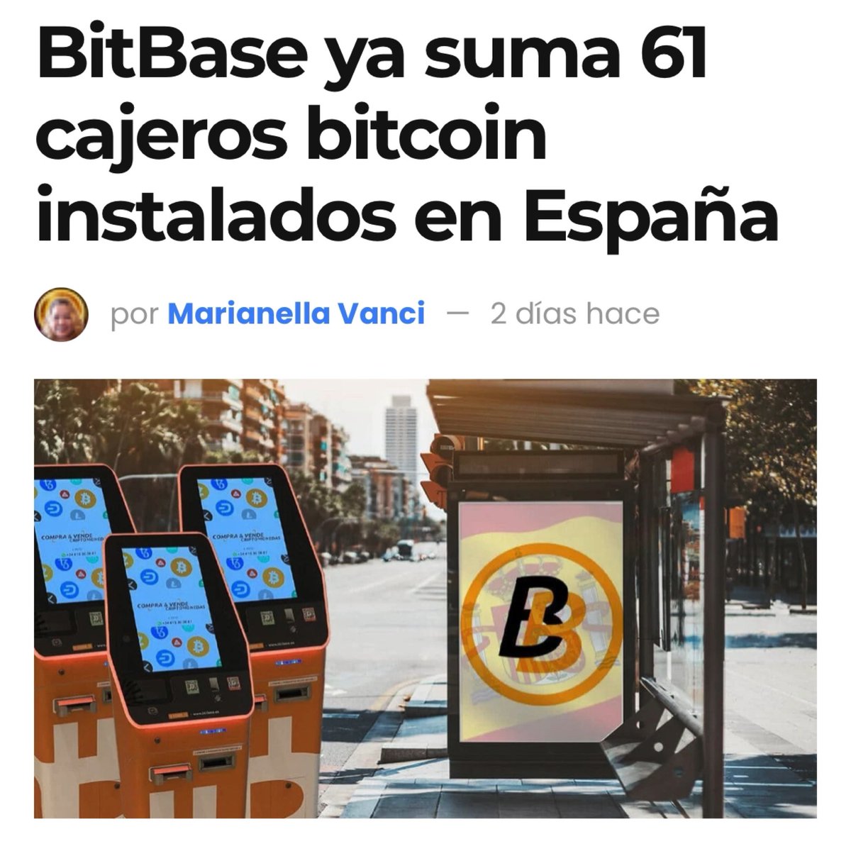 CryptoByMalik's tweet image. #BitBase incrementa el número de cajeros de #BTC en España🇪🇸 

La empresa Bitbase ha instalado 20 nuevos dispositivos, completando 61 operados bajo su cuenta de entre los repartidos en todo el territorio nacional, el 39% de las máquinas expendedoras de BTC instaladas en España☑️