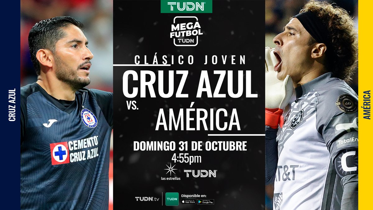 TUDNMEX's tweet photo. 🤩¡El telón del #MegaFutbol abre con el Clásico Joven!🤩

😎Los de Solari quieren sacudirse del revés en el torneo de la Concacaf y los celestes dejarán todo en la cancha por dar un paso importante hacia la Liguilla💪

💥Nos vemos a las ⏰4:55PM en 📺@Canal_Estrellas y TUDN👌 https://t.co/9GH7SjGF8N