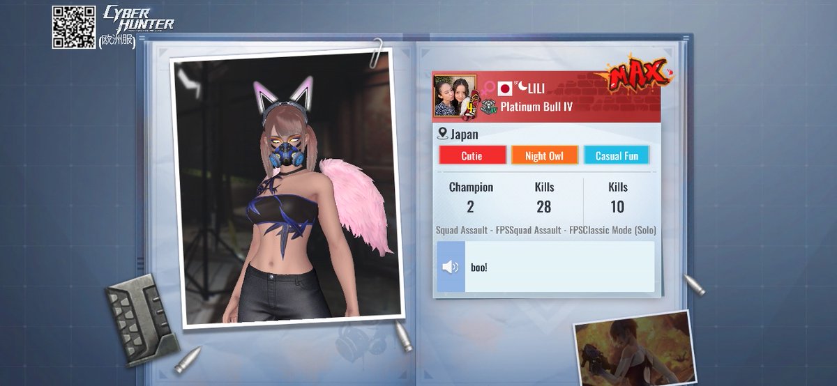 Cyber Hunter reporting for duty: Here are my stats. Let's be friends!