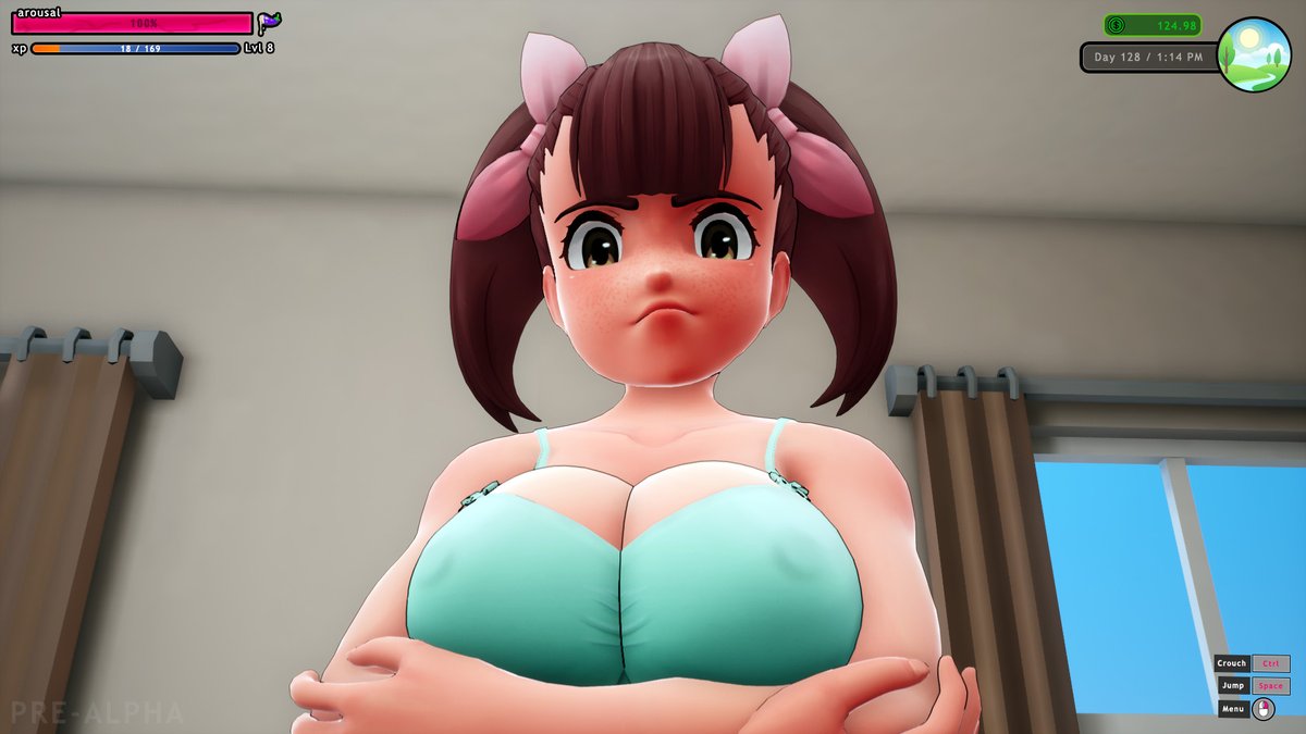 BonerGames's tweet photo. Natalie in-game 3D preview (new engine). She doesn't like it when you try to reach for her tasty looking melons... (｡◕‿◕｡) #untitledboobsgame https://t.co/2wUQ92gcE9