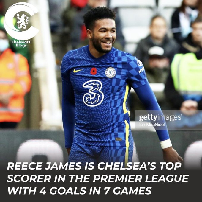 HoluMyde_'s tweet photo. If you don't know, Reece James has 6 goal contributions(4 goals, 2 assists) in 7 games and he is also Chelsea's Top scorer in the PL!!!🥶

MIND-BLOWING!!!!!!🤯🔥🔥 https://t.co/PmtP5wROng